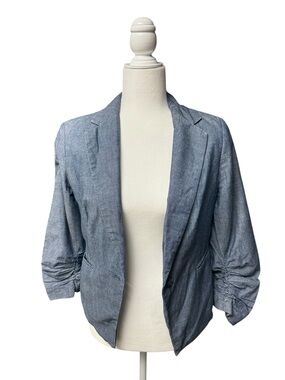Dalia Collection Light Blue Women's Open Blazer Jacket 100% cotton size small